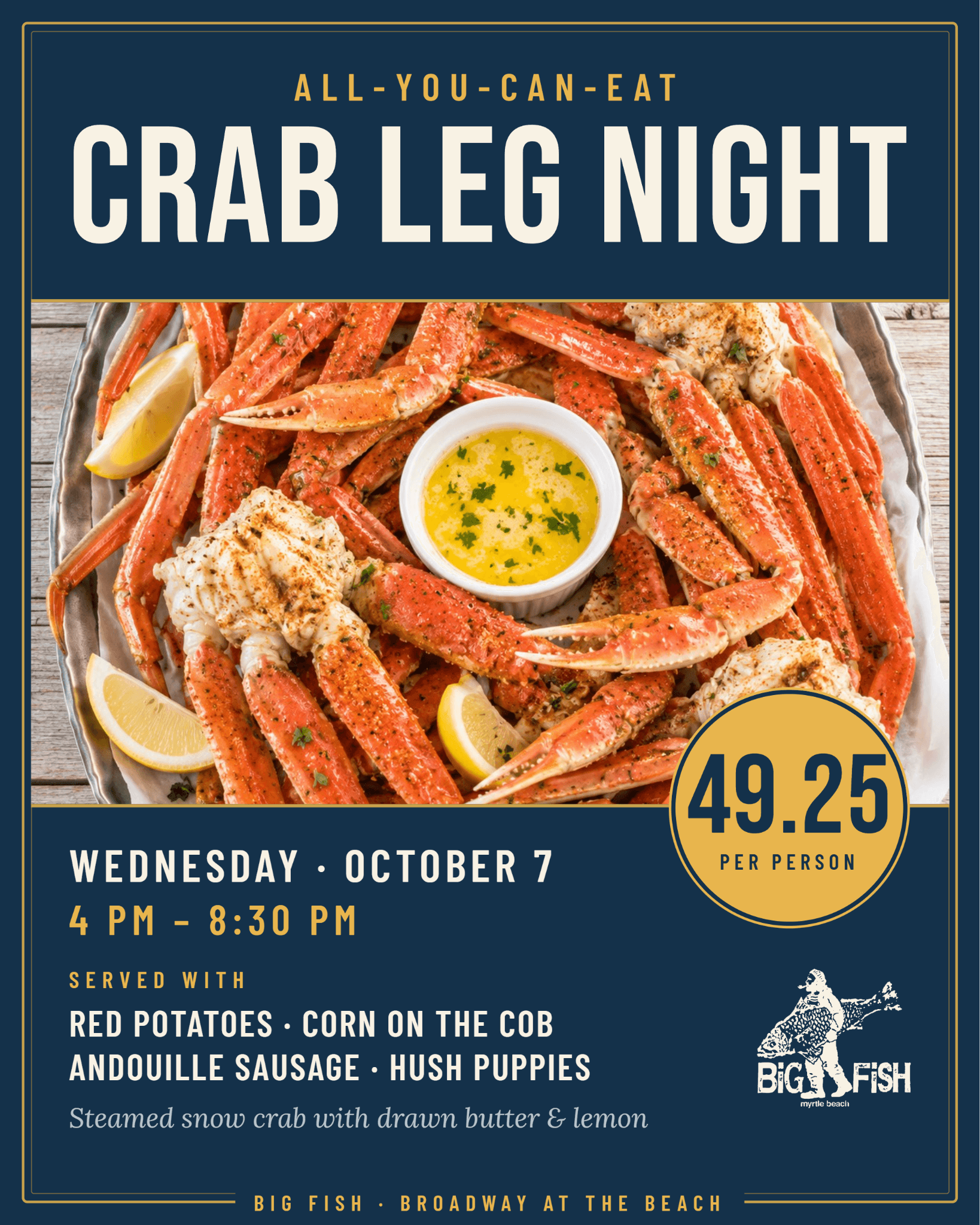 Big Fish Crab Leg Night promotional flyer